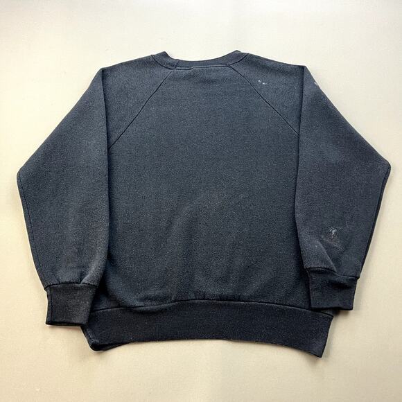 Vintage Cat Sweatshirt Womens Small Black Nature Kitten Eyes Goldfish USA 80s - Picture 3 of 11